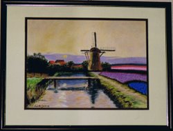 molen met bollenveld